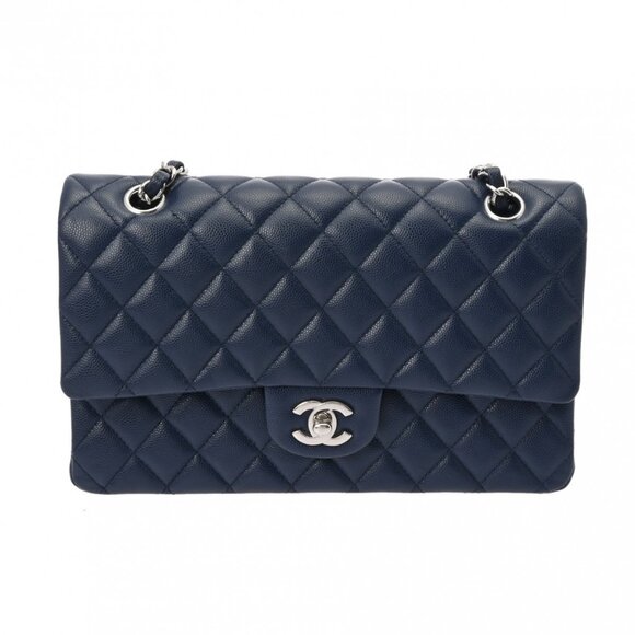 CHANEL Matrasse ChainShoulder W flap 9.8" Navy shoulder bag - Picture 1 of 12